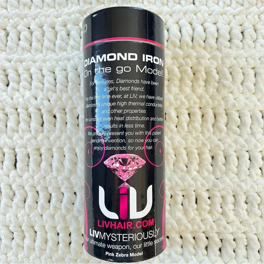 Liv Hair Diamond On The Go Mini Pink Black Animal Print Travel Flat Iron